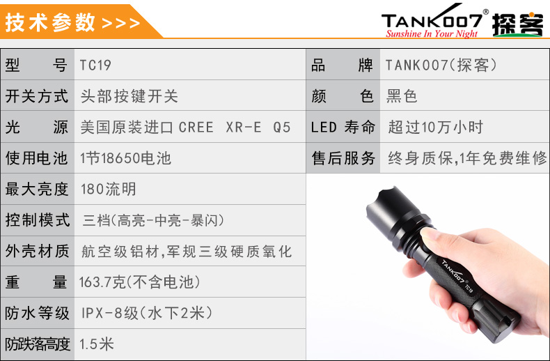 選購(gòu)強(qiáng)光手電筒什么品牌好？探客TANK007手電筒生產(chǎn)廠家